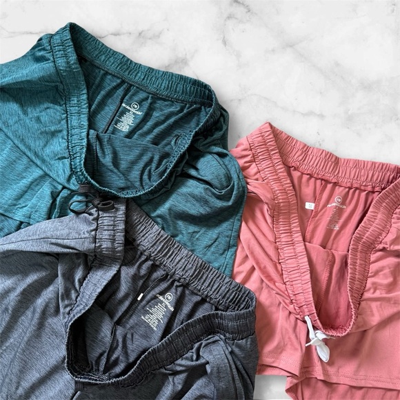 New Real Essentials Set of 3 Comfy Shorts in Salmon Pink, Teal and Gray Size XL - Picture 3 of 4